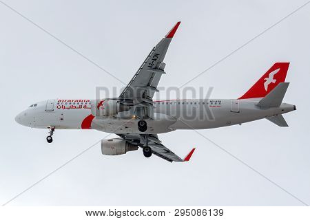 Moscow, Russia - March 17, 2019: Aircraft Airbus A320-214(wl) A6-aon Of Air Arabia Going To Landing 