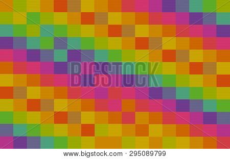 Mosaic Colorful Square Abstract Background Contrast Blocks Pink Yellow Green Violet Red Canvas Row P