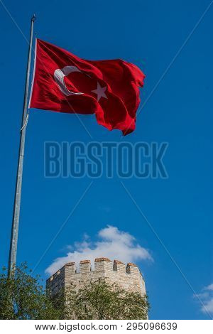 The Ancient City Walls Of Constantinople In Istanbul, Turkey