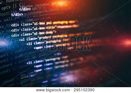 Javascript Functions, Variables, Objects. Project Managers Work New Idea. Future Technology Creation