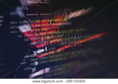 Javascript Functions, Variables, Objects. Project Managers Work New Idea. Future Technology Creation