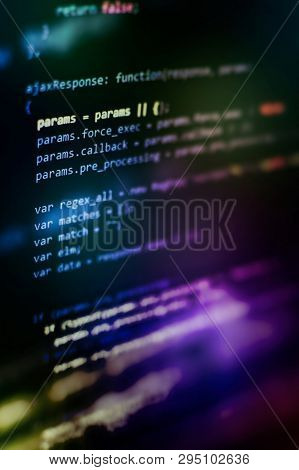Javascript Functions, Variables, Objects. Project Managers Work New Idea. Future Technology Creation