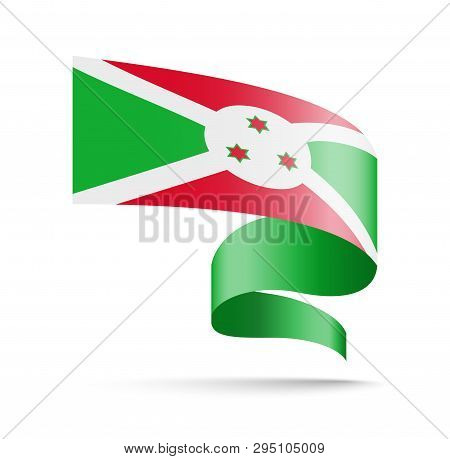 Burundi Flag In The Form Of Wave Ribbon.
