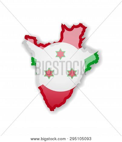 Burundi Flag And Outline Of The Country On A White Background.