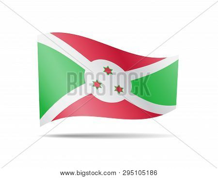 Waving Burundi Flag In The Wind. Flag On White Vector Illustration