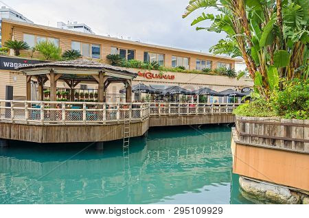 Gibraltar, British Overseas Territory -  November 8, 2018: Marina Bay Square And The Ocean Village W