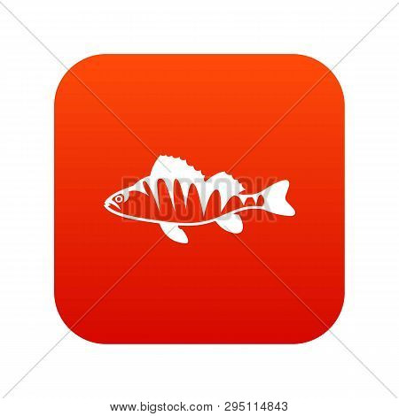 European Perch, Perca Fluviatilis Icon Digital Red For Any Design Isolated On White Illustration
