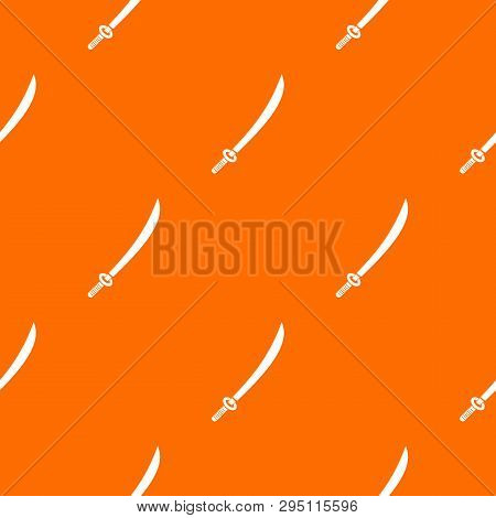 Katana Pattern Repeat Seamless In Orange Color For Any Design. Geometric Illustration