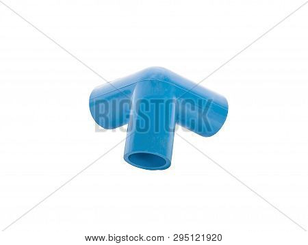 Blue Pvc Pipe Connection Isolated On White