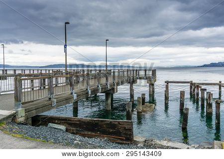 A View Of A Pier In Ruston, Washington Near Tacoma.