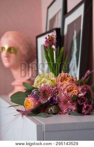 Bouquet Of Flowers On A White Table