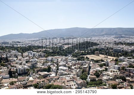 View Of Athens With Temple Of Zeus Olimpo And Panathenaic Stadium