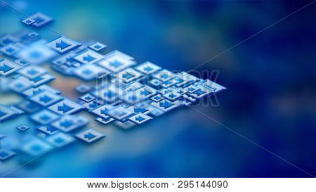 Moving Group Of Arrows On A Blue Backdrop, As A Concept And A Sign Of The Unity Of Internet Communit