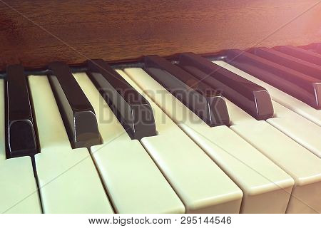 Piano Keys. Black And White Piano Keys. Musical Instrument Detail