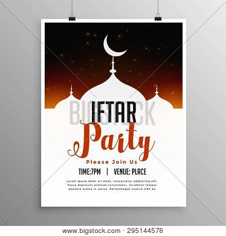 Ramadan Kareem Iftar Party Card Design Vector Illustration