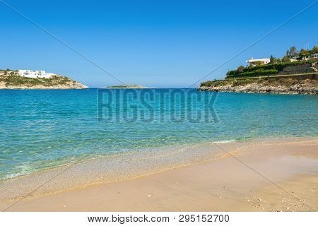 Marathi Beach With Fine Sand And Shallow Calm Water. West Crete, Greece