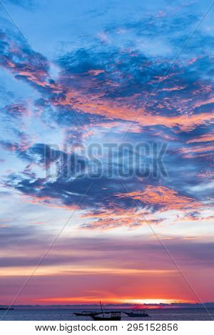 Sunset seascape at Nungwi n Unguja aka Zanzibar Island Tanzania East Africa