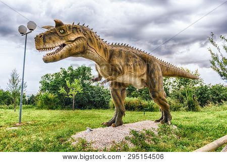 San Marco In Lamis, Italy - June 9: Carnotaurus Dinosaur, Featured In The Dino Park In San Marco In 
