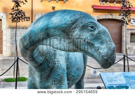 Cosenza, Italy - August 25: Dinosaur Featured  In The Open Air Exhibition Held In Cosenza, Italy, Au