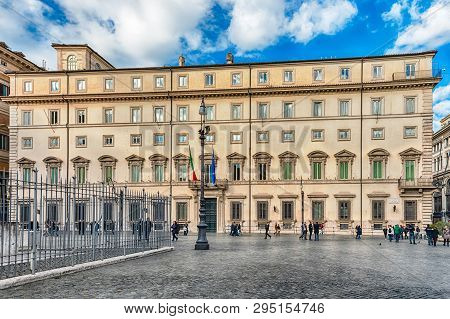 Rome - November 18: Facade Of Palazzo Chigi, Iconic Building In Central Rome, Italy, November 18, 20