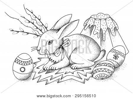 Hand-drawn Portrait Of Rabbit. Easter Bunny. Vector Illustration