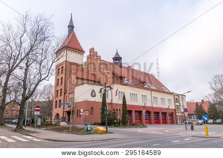 Sopot, Poland - February 25, 2019: Polish State Fire Brigade In Sopot.