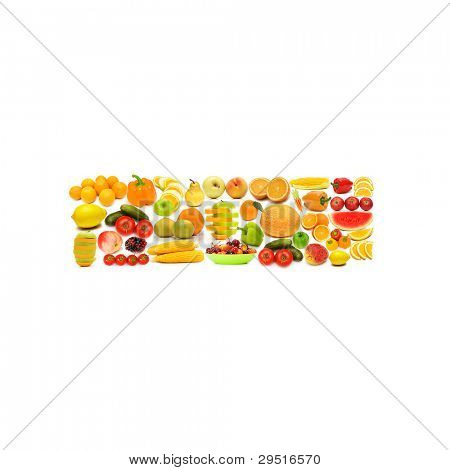 Abeceda z mnoha ovoce a zeleniny