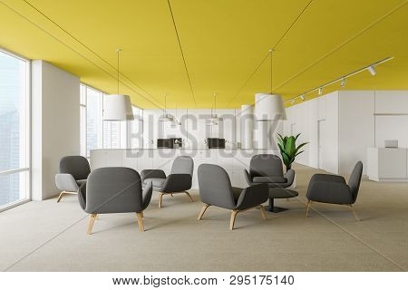Yellow Ceiling Office Waiting Room
