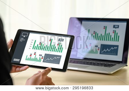 Business Man Work Chart Schedule Or Planning Financial Report Data Methodology