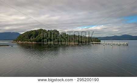 Wide View Of The Infamous Sarah Island In Macquarie Harbour