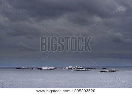 Winter harsh landscape in Lofoten Archipelago, Norway, Europe