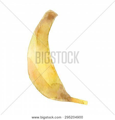 Watercolor Banana Fruit. Hand Drawn Summer Illustration. Design For Fabric, Packaging, Textile, Cove