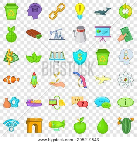 Eco Protection Icons Set. Cartoon Style Of 36 Eco Protection Vector Icons For Web For Any Design