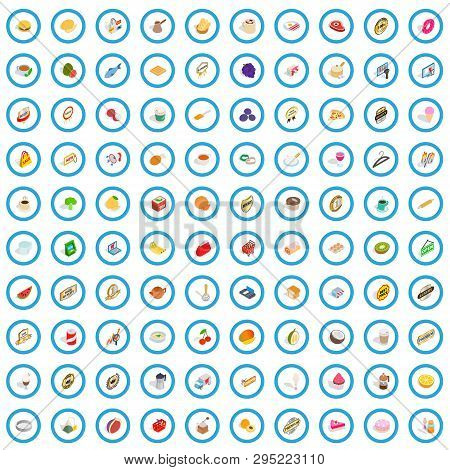 100 Supermarket Icons Set In Isometric 3d Style For Any Design Vector Illustration