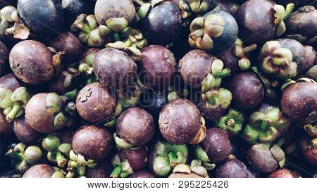 Group Of Sweet Mangosteen Pattern Texture Background.