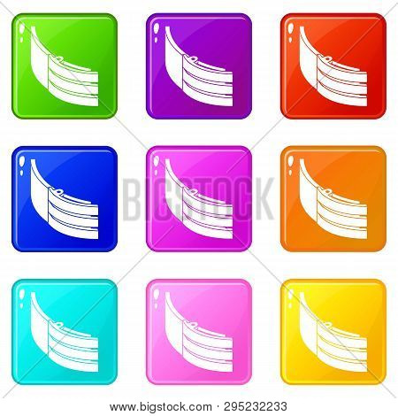 Strap Belt Icons Set 9 Color Collection Isolated On White For Any Design