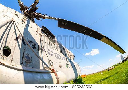 Samara, Russia - May 25, 2014: Russian Heavy Transport Helicopter Mi-6 At An Abandoned Aerodrome. Th