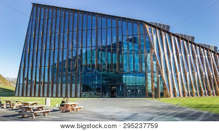 Groningen, Netherlands - February 15, 2019: Panorama Of The Energy Academy Europe Building At The Ze