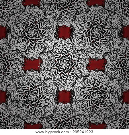 Pattern. Vector. Tender Fabric Pattern. White, Black And Red On Colors. Seamless Abstract Retro Back