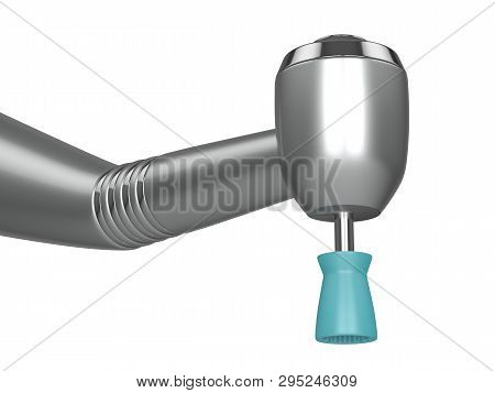 3d Render Of Dental Handpiece And  Polishing Prophy Cup. Dental Polishing Concept.