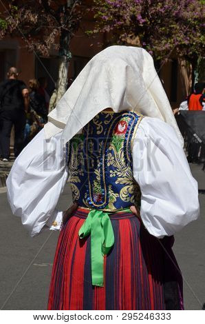 Folk Of Sardinia, Detail Of A Traditional Sardinian Costume