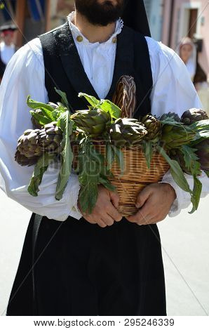 Folk Of Sardinia, Detail Of A Traditional Sardinian Costume