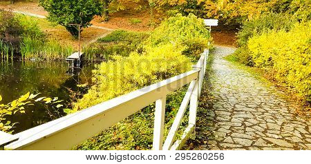 Bridge In Autumn Garden - Beautiful View