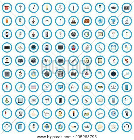 100 Computer Icons Set In Cartoon Style For Any Design Illustration