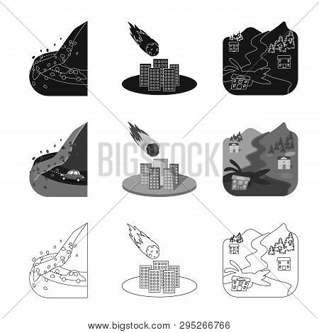Vector Illustration Of Weather And Distress Symbol. Set Of Weather And Crash Stock Vector Illustrati