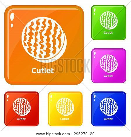 Cutlets Icons Set Collection 6 Color Isolated On White Background