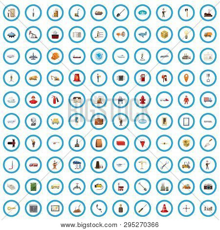 100 Construction Icons Set In Cartoon Style For Any Design Illustration