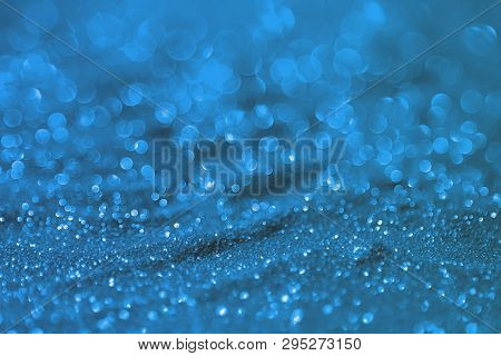 Cute Blue Brilliant Brassy Sand Made Of Glitters - Club Concept With Bokeh Texture - Abstract Photo 