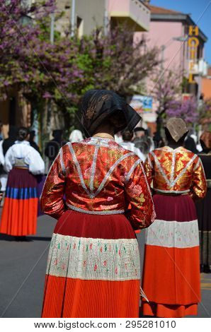 Folk Of Sardinia, Detail Of A Traditional Sardinian Costume