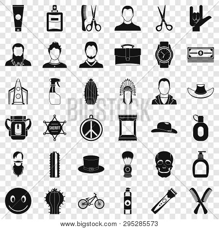 Hair Salon Icons Set. Simple Style Of 36 Hair Salon Icons For Web For Any Design